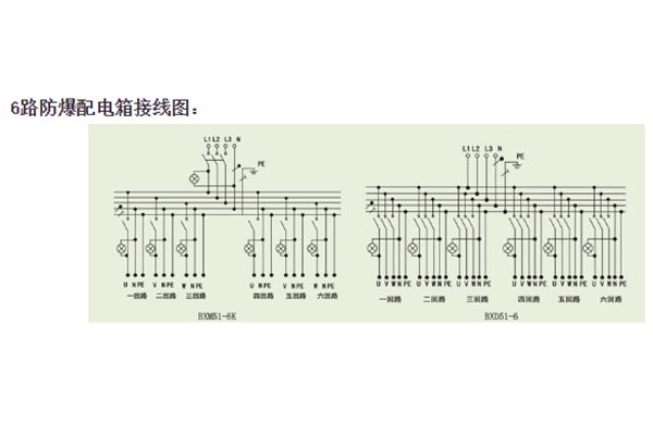 6回路防爆配電箱接線圖